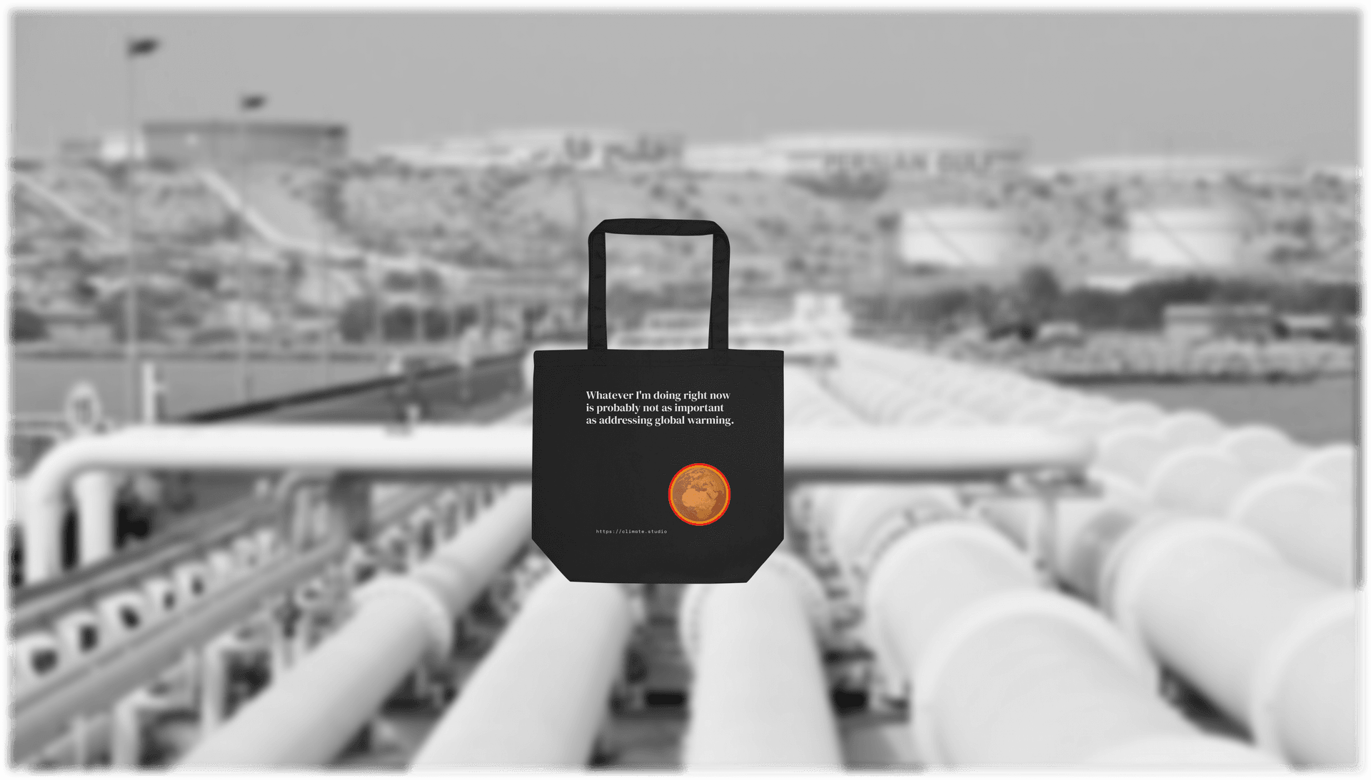 J. Paul Neeley Climate Studio — Context tote bag editorial image: Oil