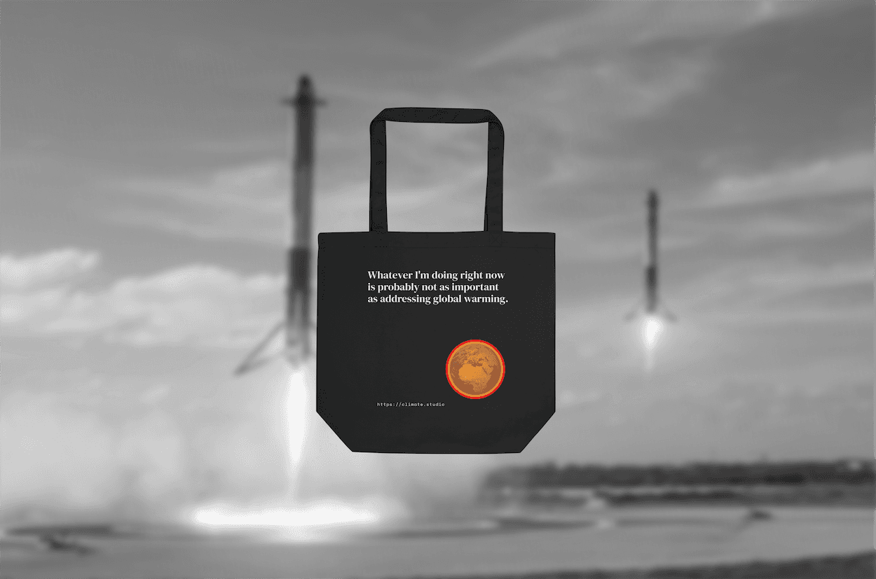 J. Paul Neeley Climate Studio — Context tote bag editorial image: Rockets