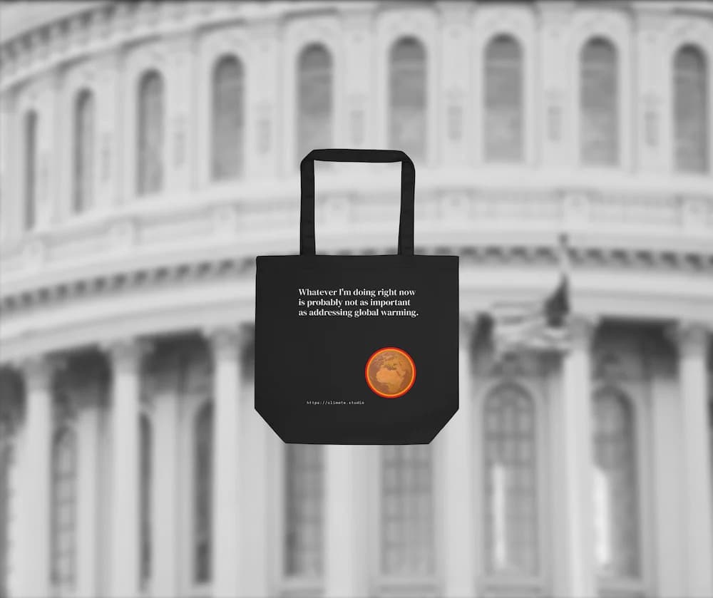 J. Paul Neeley Climate Studio — Context tote bag editorial image: US Politics